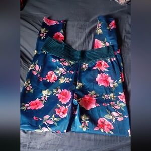 Floral Women's Leggings - Blue and Pink